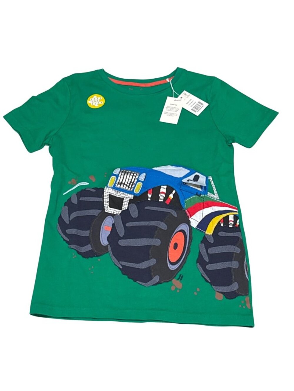 NWT Mini Boden Monster Truck Lift the Flap Appliqué Green Tee 11-12Y HTF